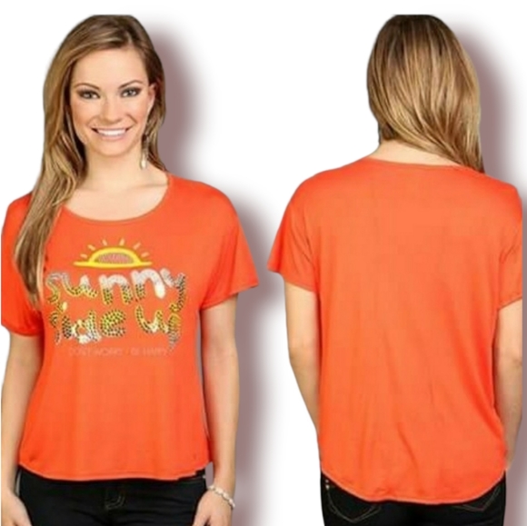 Orange Sequin T-Shirt Size Medium - Picture 2 of 7